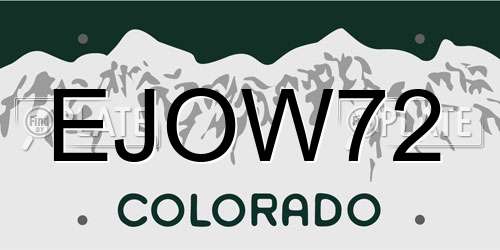 EJOW72 Colorado License Plate