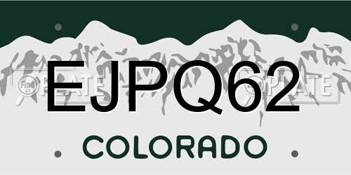 EJPQ62 Colorado License Plate
