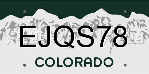 EJQS78 Colorado License Plate