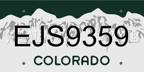 EJS9359 Colorado License Plate