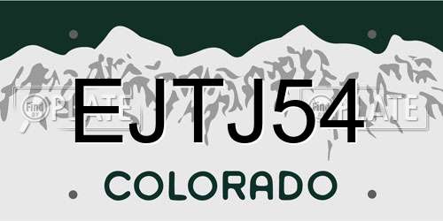 EJTJ54 Colorado License Plate
