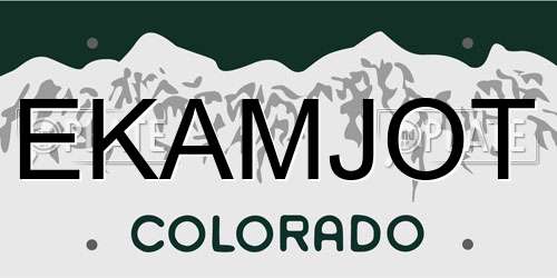 EKAMJOT Colorado License Plate