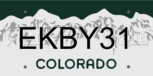 EKBY31 Colorado License Plate