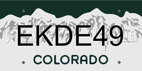 EKDE49 Colorado License Plate