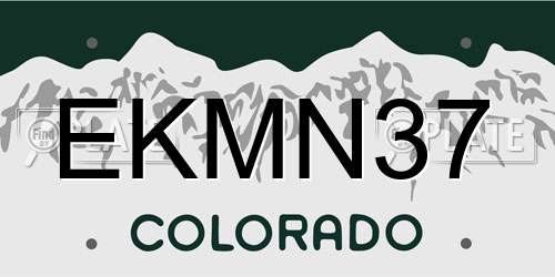 EKMN37 Colorado License Plate