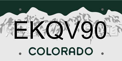 EKQV90 Colorado License Plate