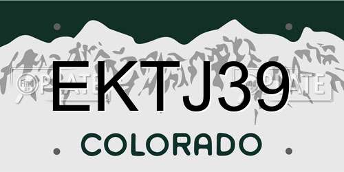EKTJ39 Colorado License Plate