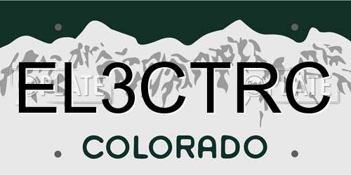 EL3CTRC Colorado License Plate