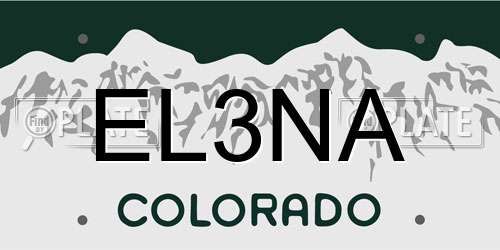 EL3NA Colorado License Plate