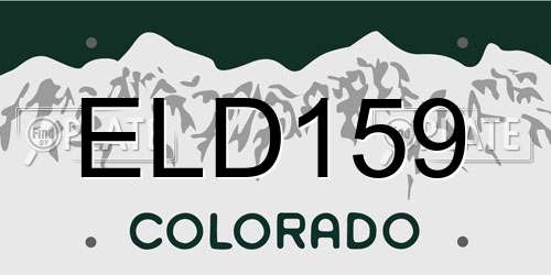 ELD159 Colorado License Plate