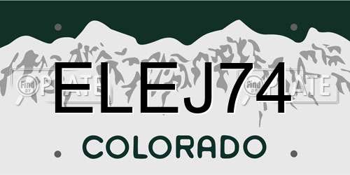 ELEJ74 Colorado License Plate