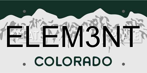 ELEM3NT Colorado License Plate