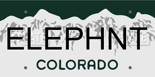 ELEPHNT Colorado License Plate