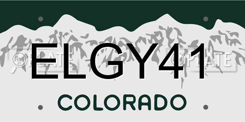 ELGY41 Colorado License Plate