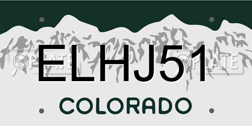 ELHJ51 Colorado License Plate