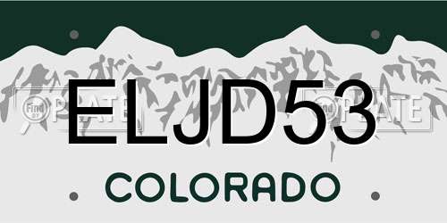 ELJD53 Colorado License Plate