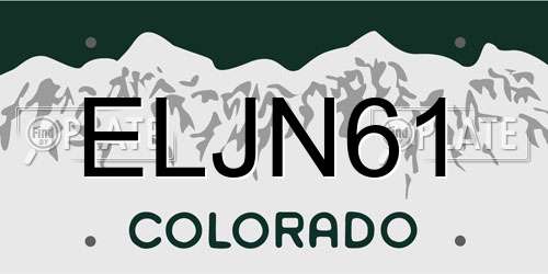 ELJN61 Colorado License Plate