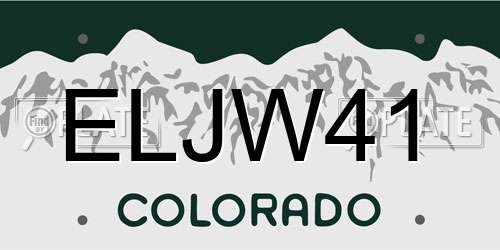 ELJW41 Colorado License Plate