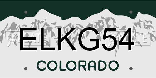 ELKG54 Colorado License Plate
