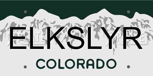 ELKSLYR Colorado License Plate