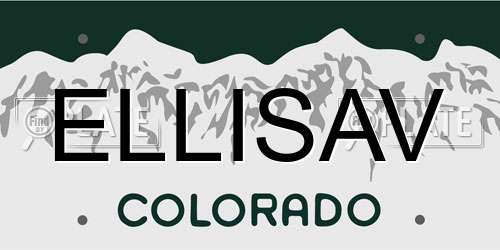 ELLISAV Colorado License Plate
