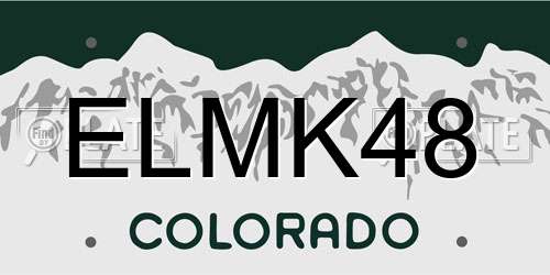 ELMK48 Colorado License Plate