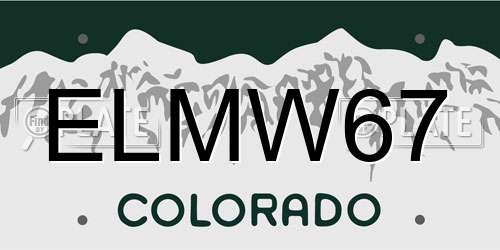 ELMW67 Colorado License Plate