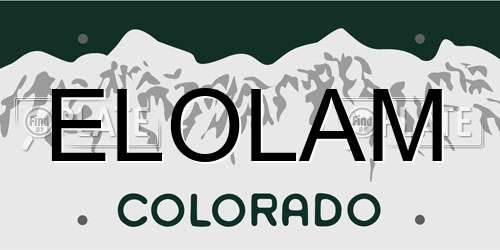 ELOLAM Colorado License Plate