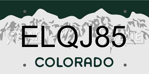 ELQJ85 Colorado License Plate