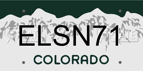 ELSN71 Colorado License Plate