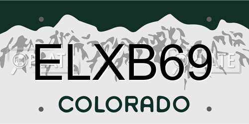 ELXB69 Colorado License Plate