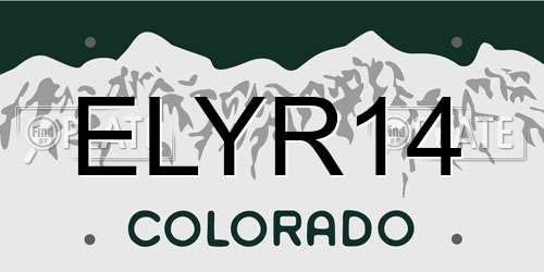 ELYR14 Colorado License Plate