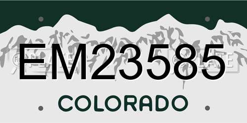 EM23585 Colorado License Plate
