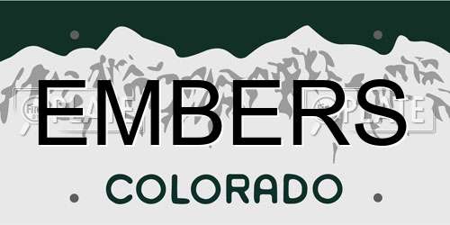 EMBERS Colorado License Plate