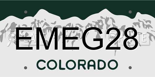 EMEG28 Colorado License Plate