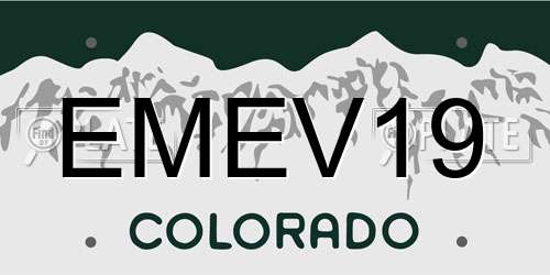 EMEV19 Colorado License Plate