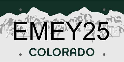 EMEY25 Colorado License Plate