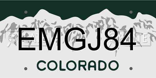 EMGJ84 Colorado License Plate
