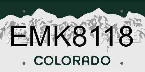 EMK8118 Colorado License Plate