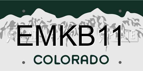 EMKB11 Colorado License Plate