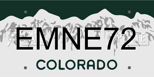 EMNE72 Colorado License Plate