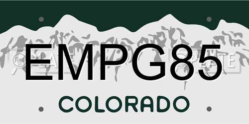 EMPG85 Colorado License Plate