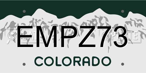 EMPZ73 Colorado License Plate