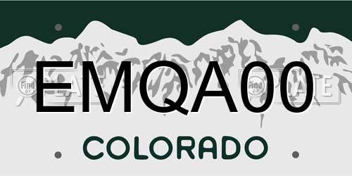 EMQA00 Colorado License Plate