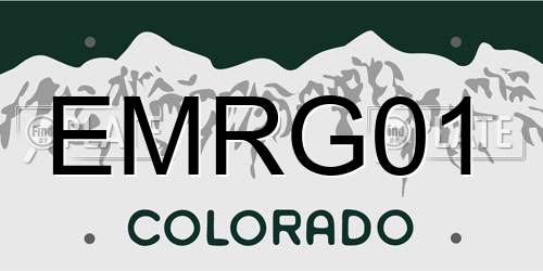 EMRG01 Colorado License Plate