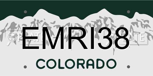 EMRI38 Colorado License Plate