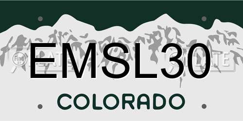 EMSL30 Colorado License Plate