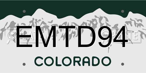EMTD94 Colorado License Plate