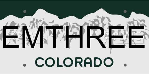 EMTHREE Colorado License Plate
