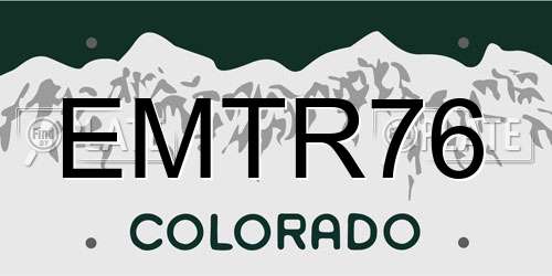 EMTR76 Colorado License Plate